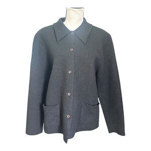 Vintage 1980s Deane & White 100% Wool Black Jacket Small Made in Hong Kong